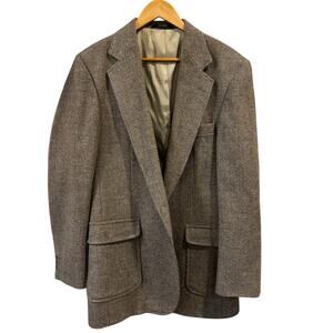 VTG men's brown Tweed Wool Blazer Jacket sport coat academia winter , Size 42L